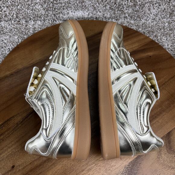 Steve Madden Women's Madrid Sneakers Size 8 Shiny Metallic Gold Shoes - Picture 8 of 12